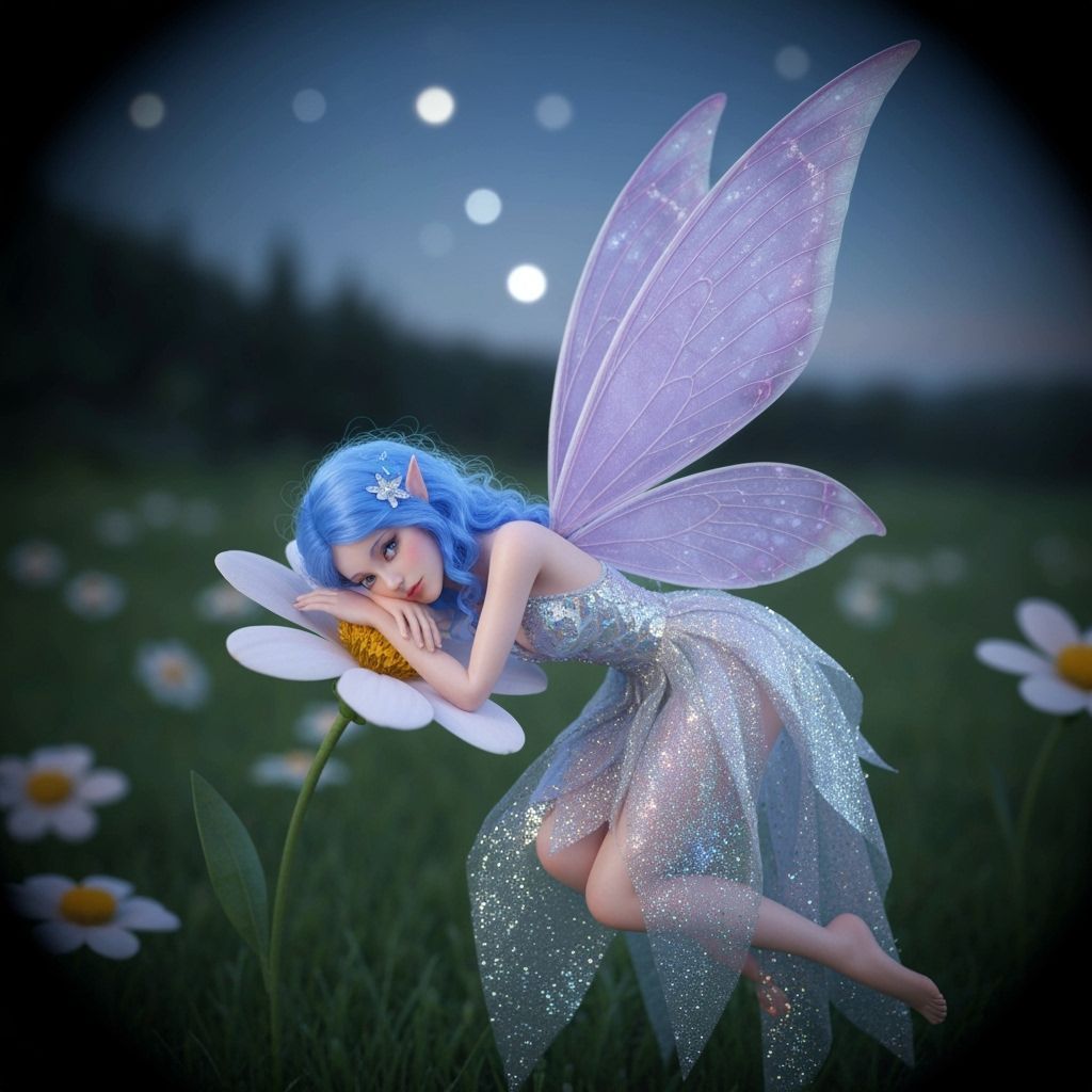 Ethereal Fairy Resting in Moonlight