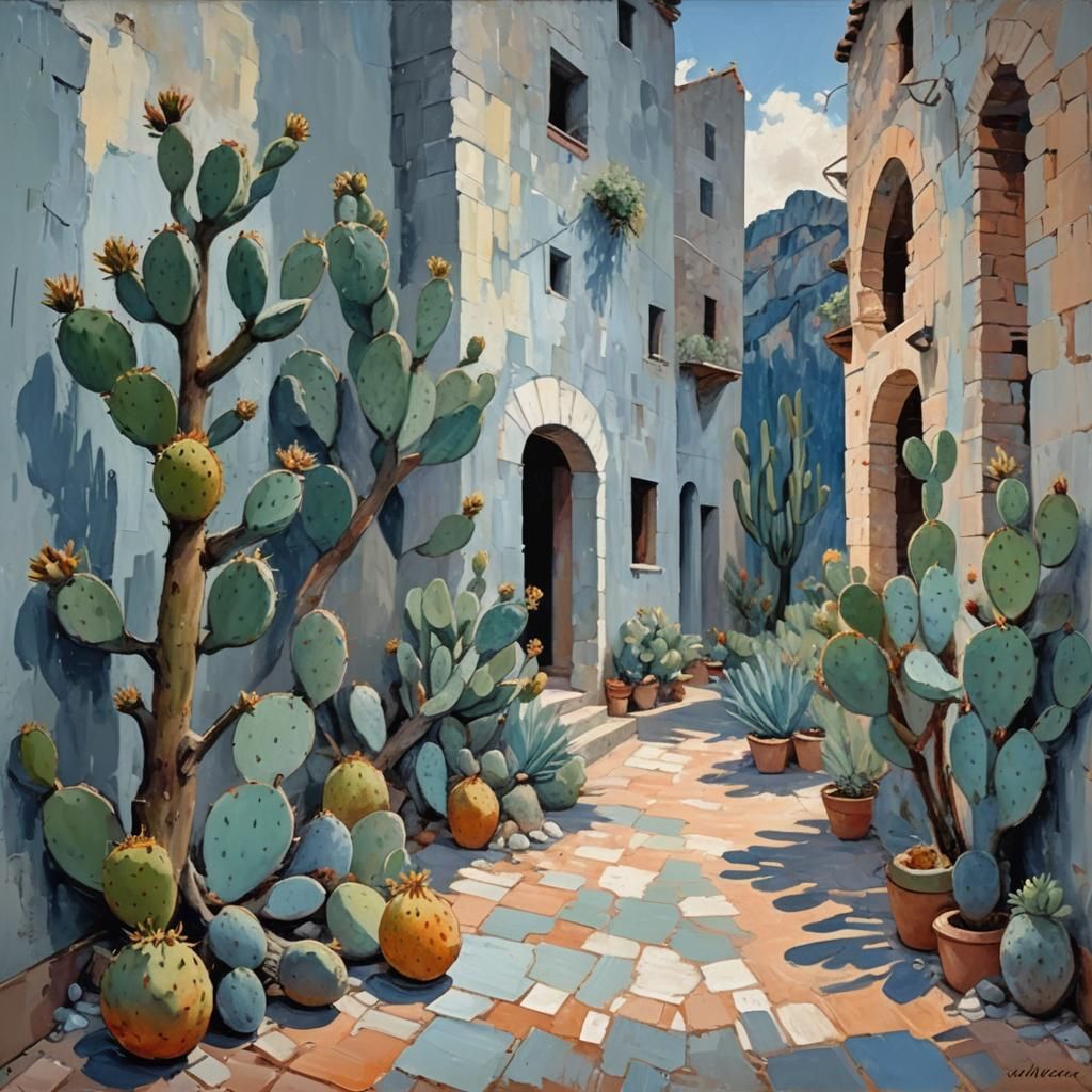 Neo-Impressionist Bride's Cave in Cold Blues