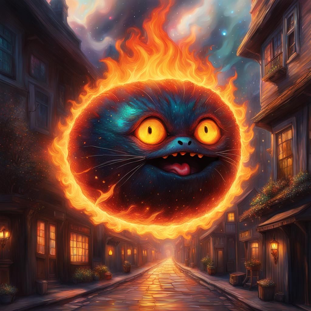 Calcifer from Howl's Moving Castle in Astral Style