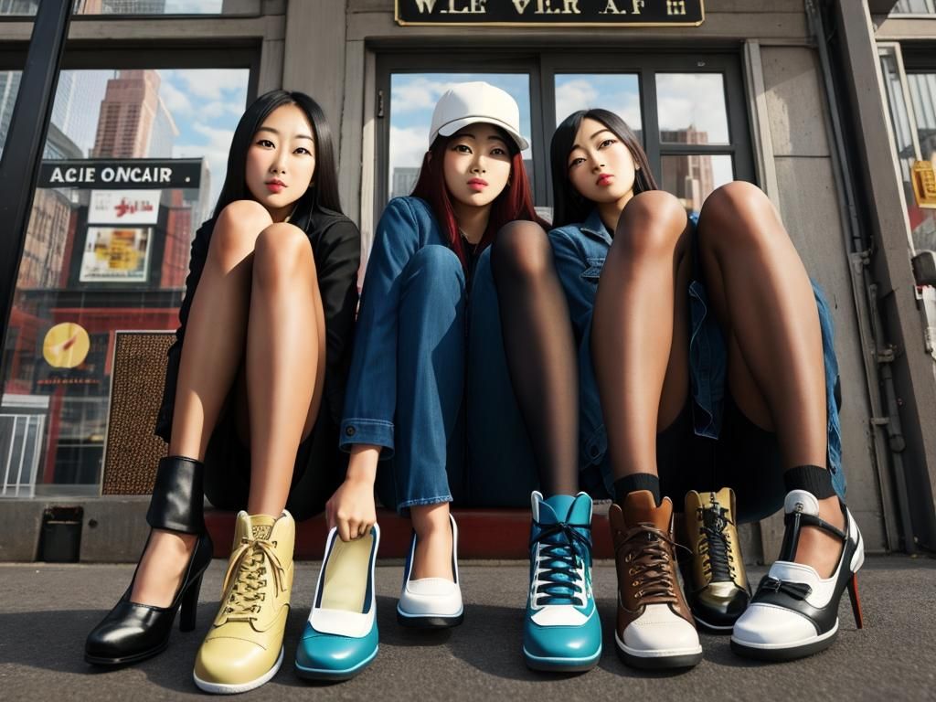Three Girls with Mismatched Shoes and Socks