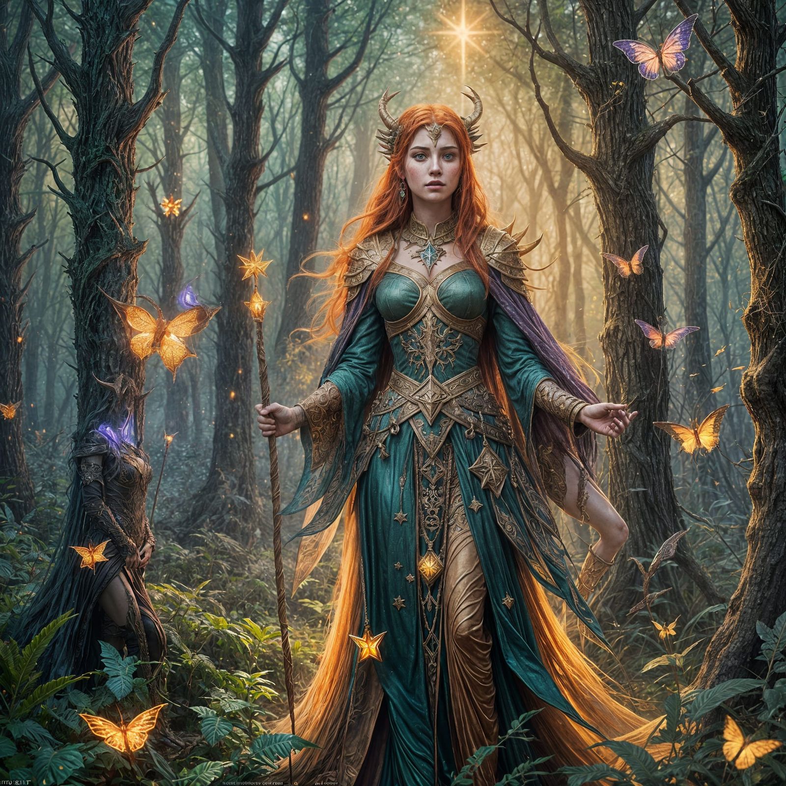 Ginger Star Enchantress: Detailed Fantasy Concept Art