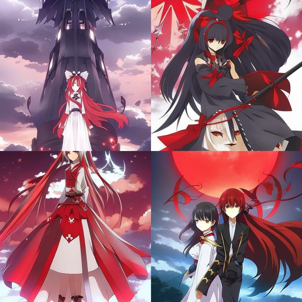 Vibrant Scarlet Moon in Anime Style