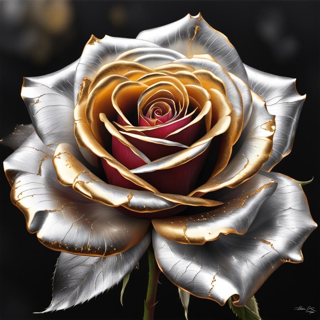 Rose with Gold and Silver Lining