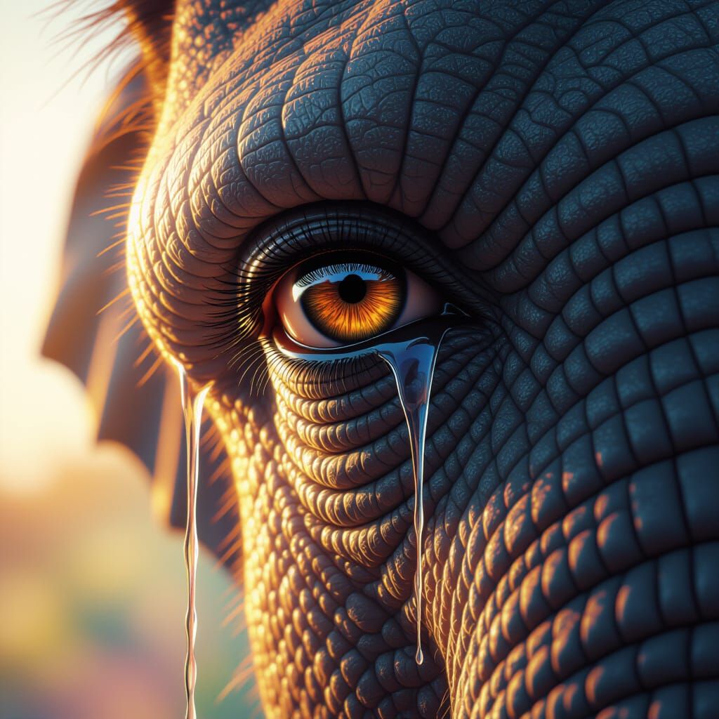Elephant Eye: Hyperrealistic Glimpse of Gentle Wisdom