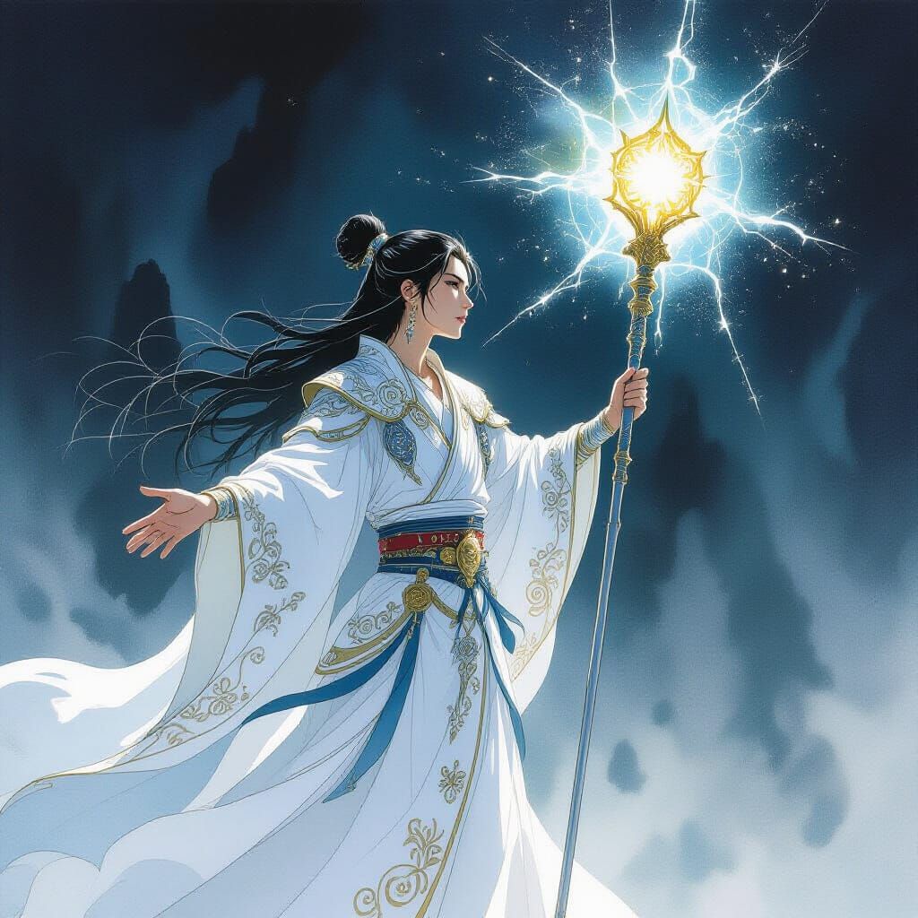 Heroic Warrior Invokes Mystic Healing Energies