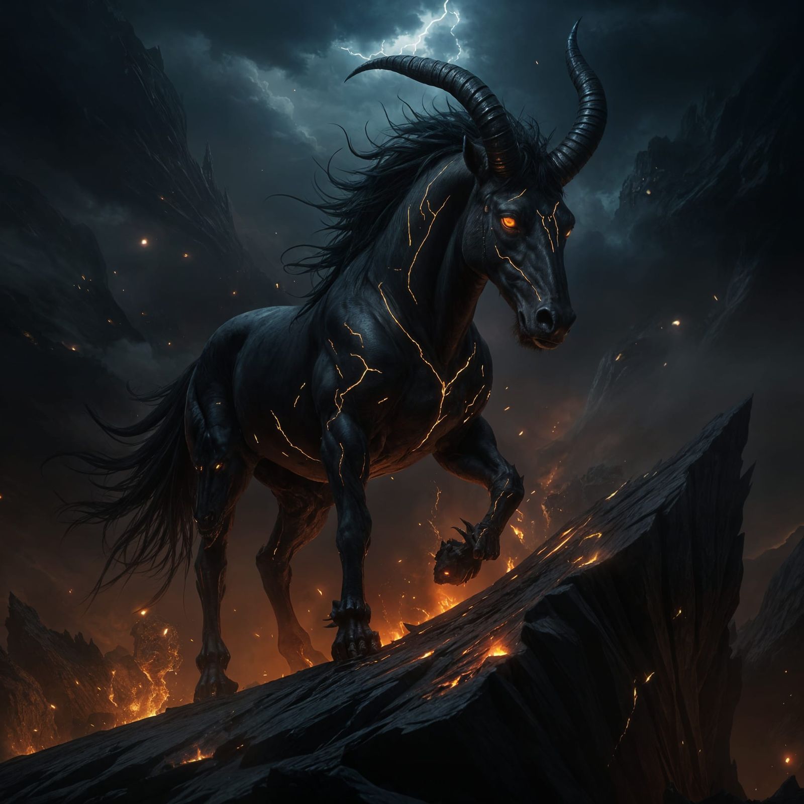 Monstrous Shadow Stallion in Dark Fantasy Art