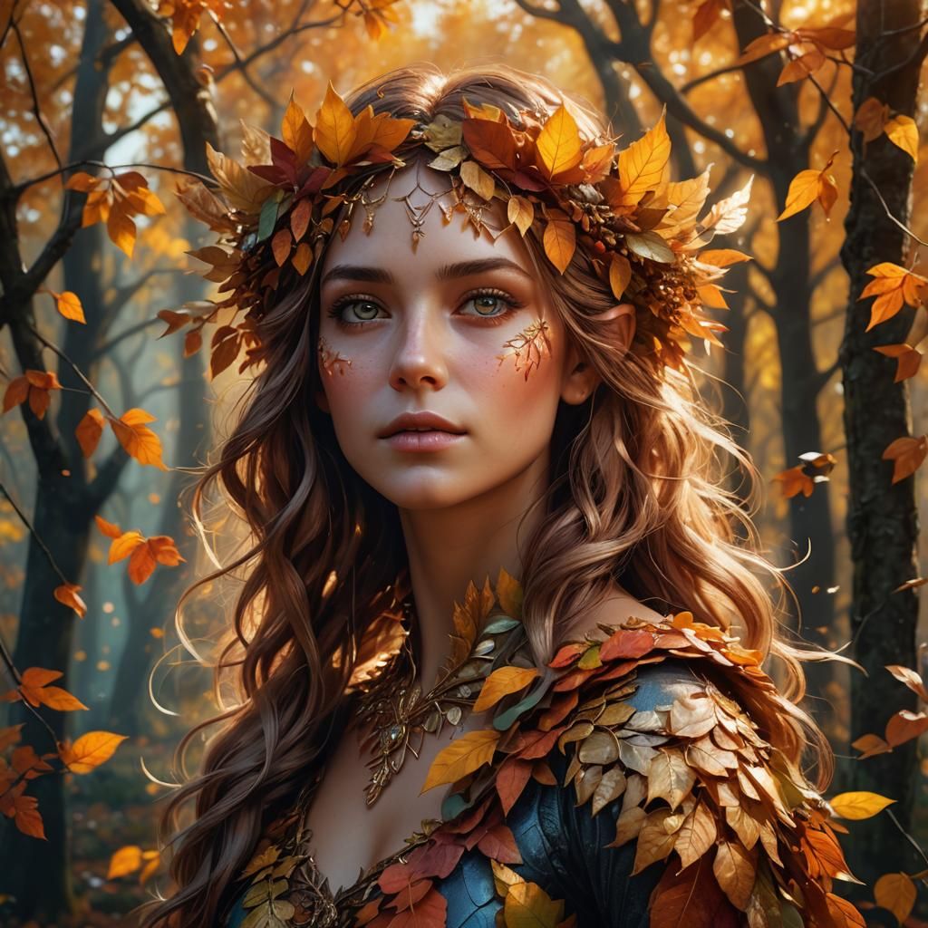 Autumn Fairy Portrait in Fauvist Style