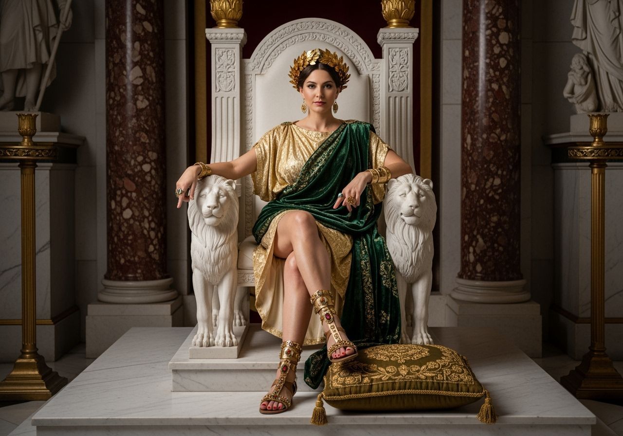 Roman Empress on Marble Throne in Photography Style