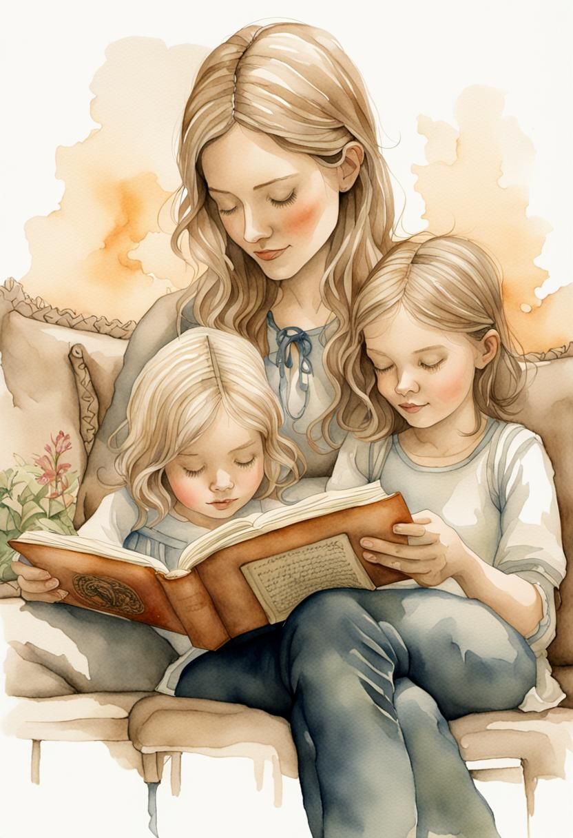 Watercolor Mother and Child Illustration