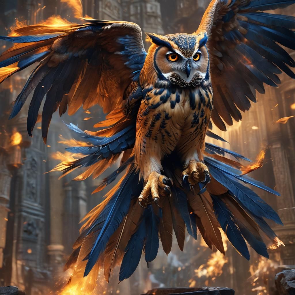 Eagle's Fiery Punch: A Fantastical Concept Art