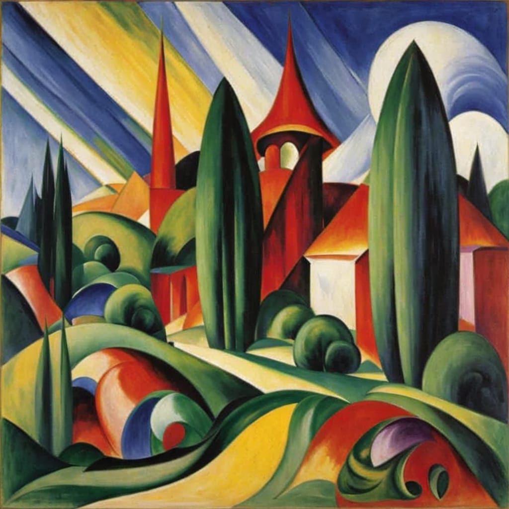 A painting in the style of Franz Marc
