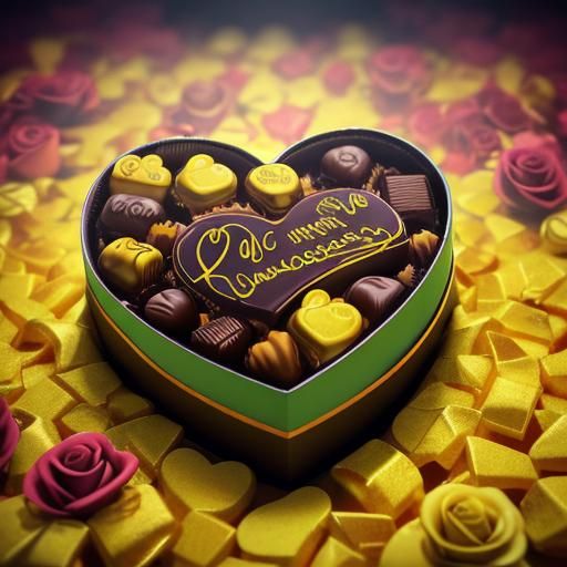Heart Chocolates Floating in Roses, 3D Rendered