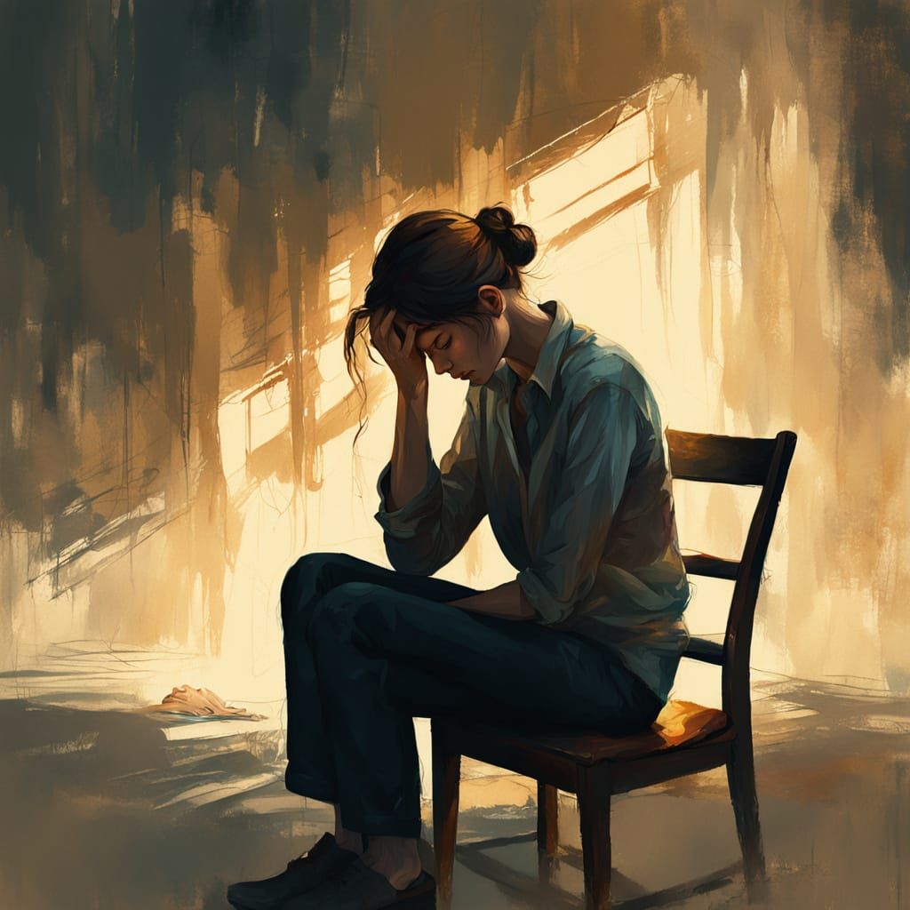 Emotive Figure Study in Digital Painting Style