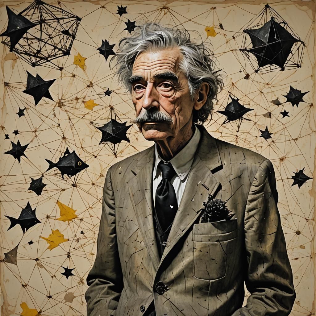 Whimsical Wood Sculpture with Fish, Birds and Stars