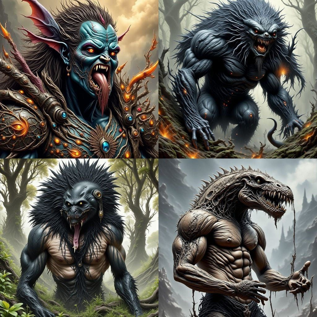 Top Predator with Muscled Body in Neon Bioflux Style