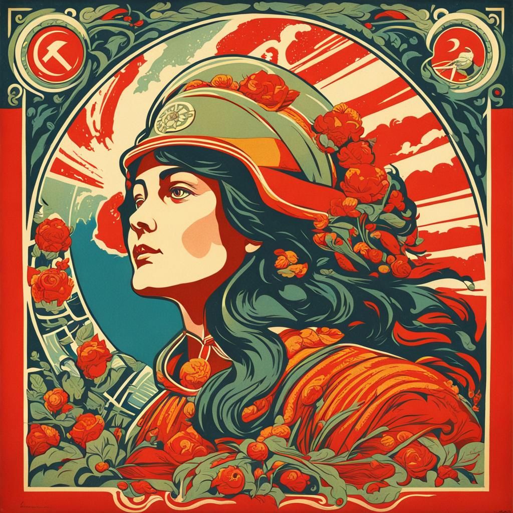 Art Nouveau Soviet Propaganda Illustration
