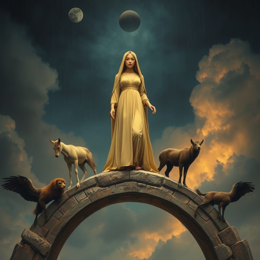 Noah's Wife on the Ark in Apocalyptic Style