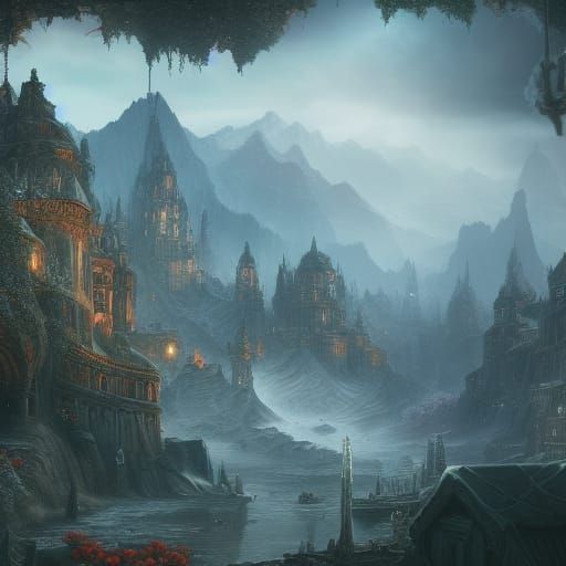 Fantastical Pen in Detailed Matte Painting Style