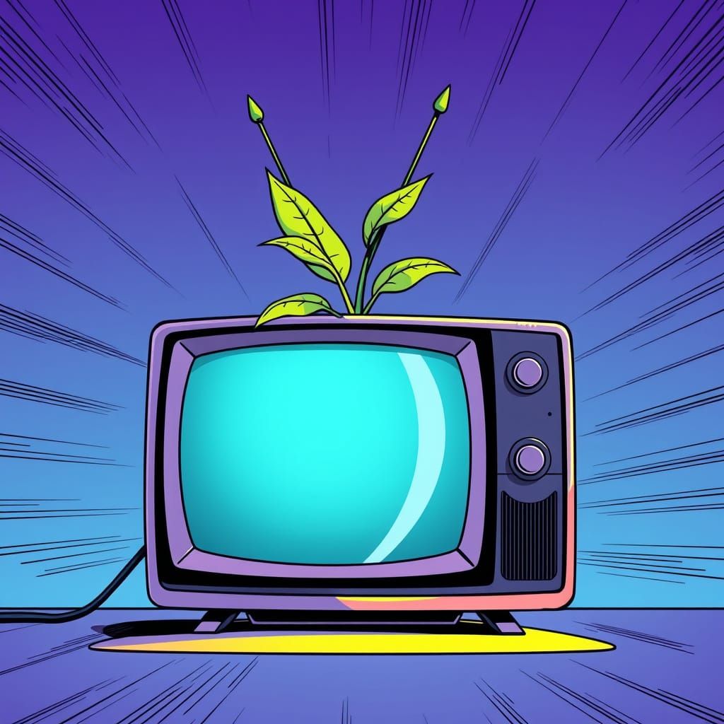 TV Antenna Plant in Comic Book Style