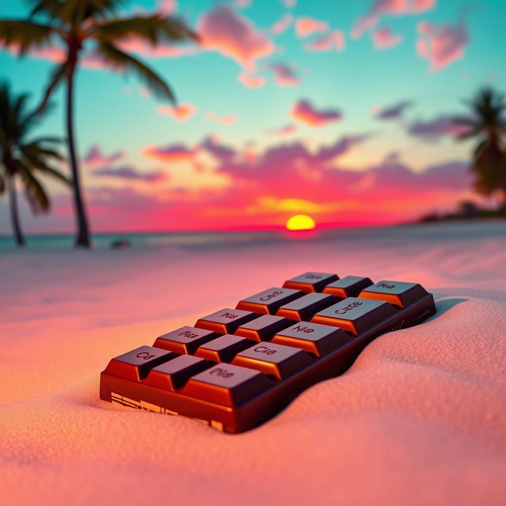 Miami Vice: Chocolate Bar on a Beach at Sunset