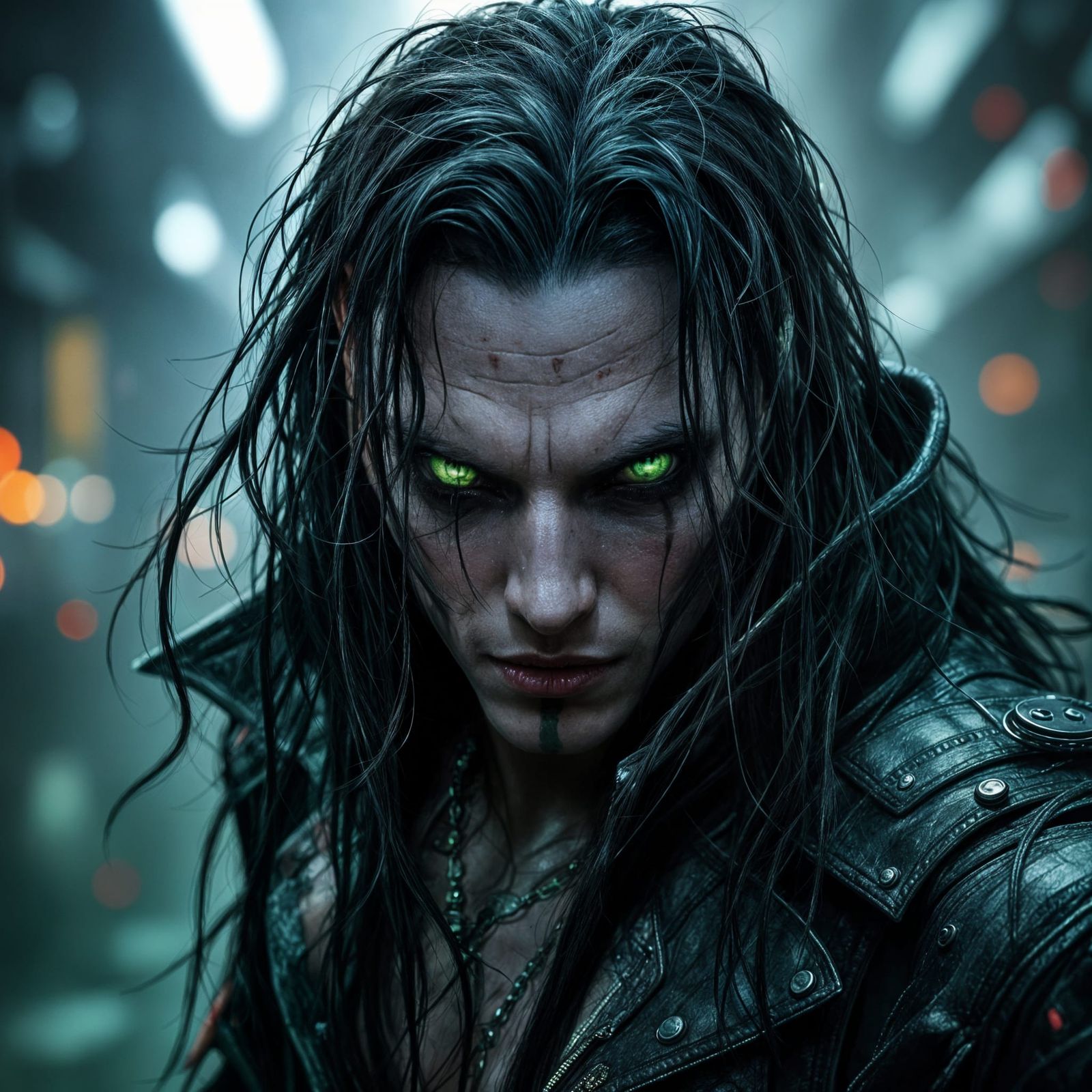 Cyberpunk Spawn Venom Hybrid Close-Up