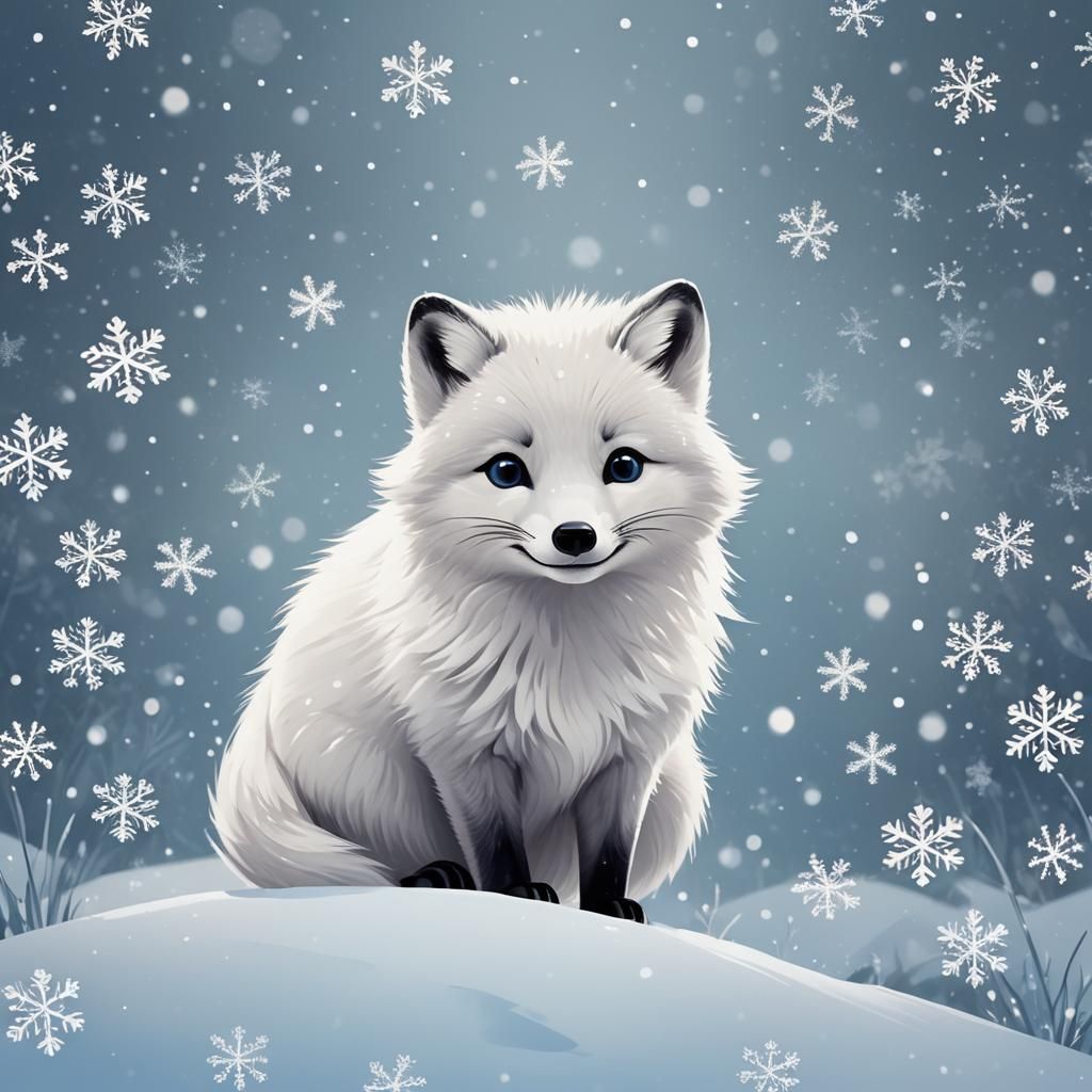 Smiling Arctic Fox in Children's Book Illustration