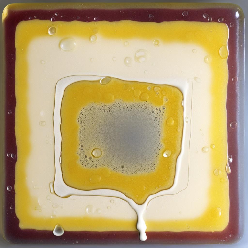 Abstract Square Egg Yolk with Flowing Liquid