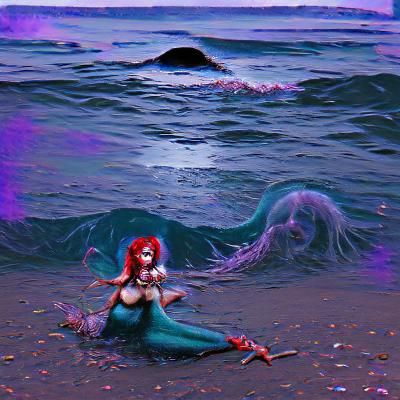 Eerie Mermaid in Dark Ocean Depths