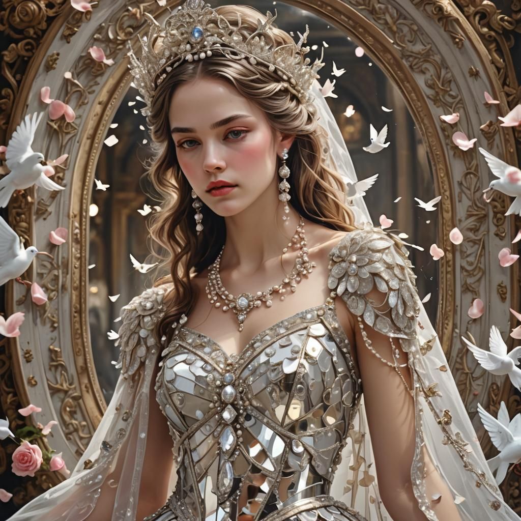 Ethereal Beauty with Doves in Fantasy Art