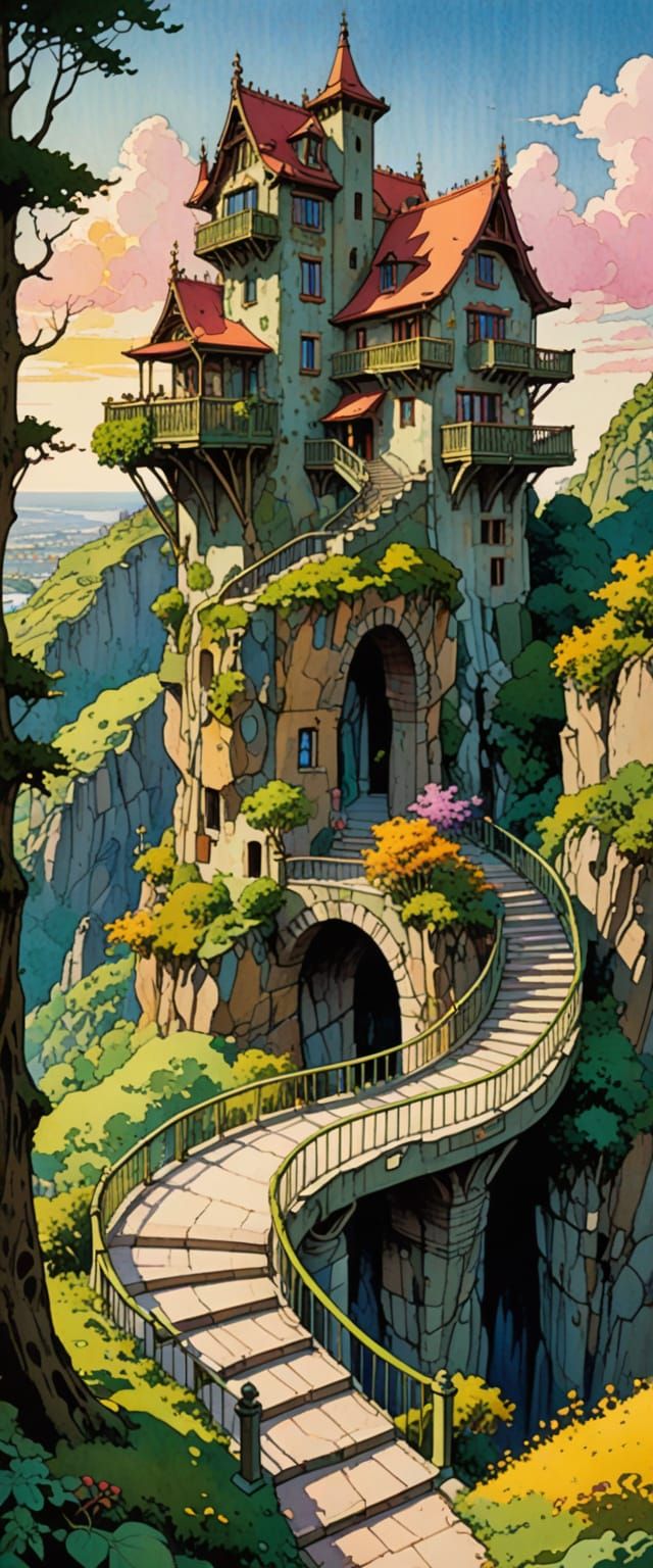 Artistic Bridge Design with Multiple Stairways