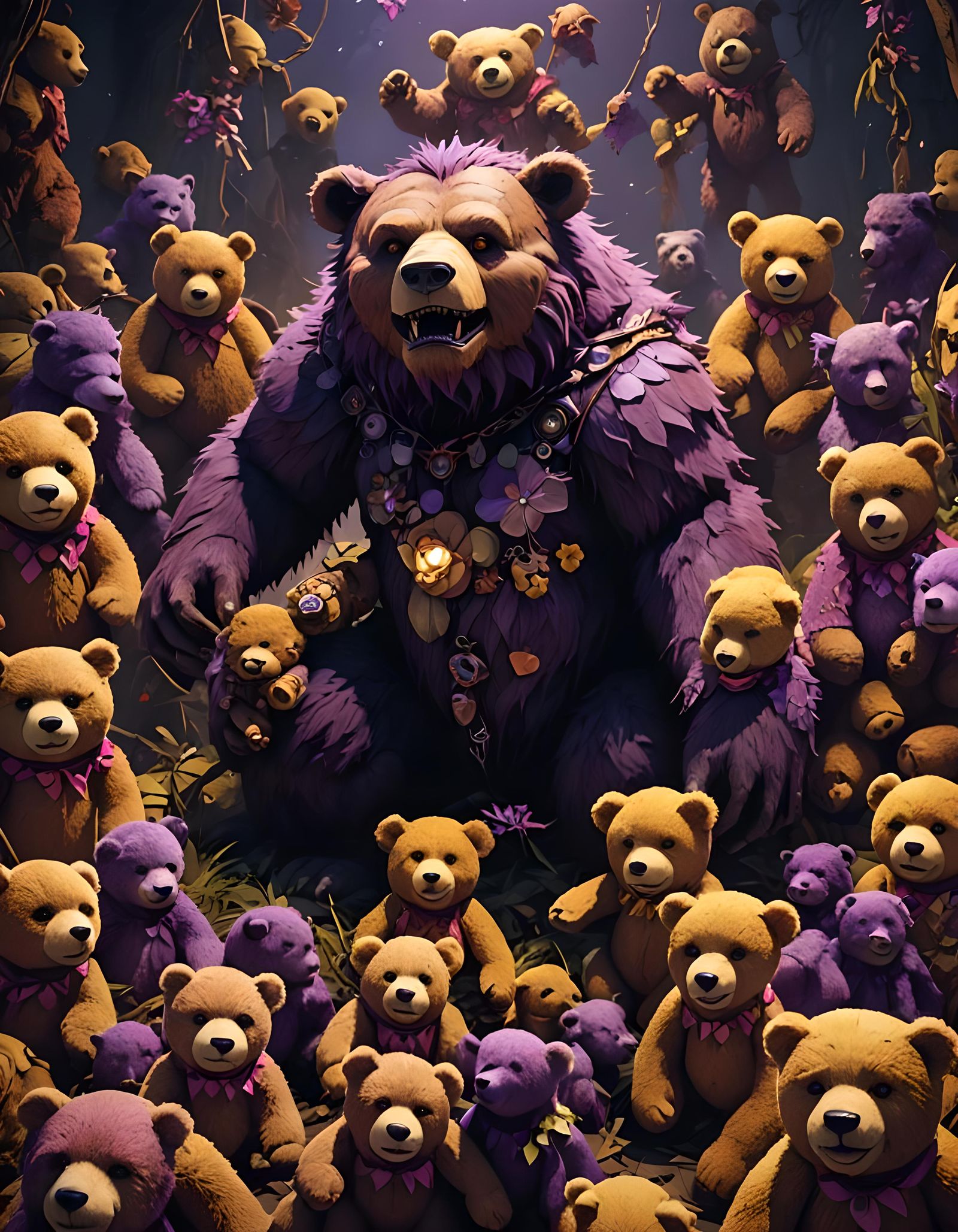 Teddy Bear Monster in Dark Fantasy Style