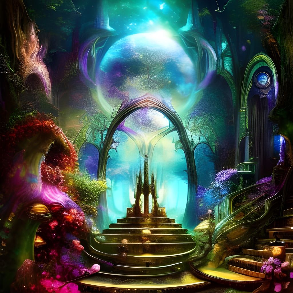 Ethereal Portal to Future World: Painterly Sci-Fi Art