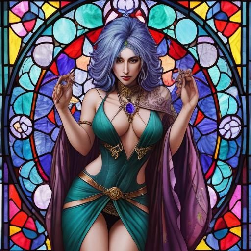 Vibrant Stained Glass Art of Psychic Passion