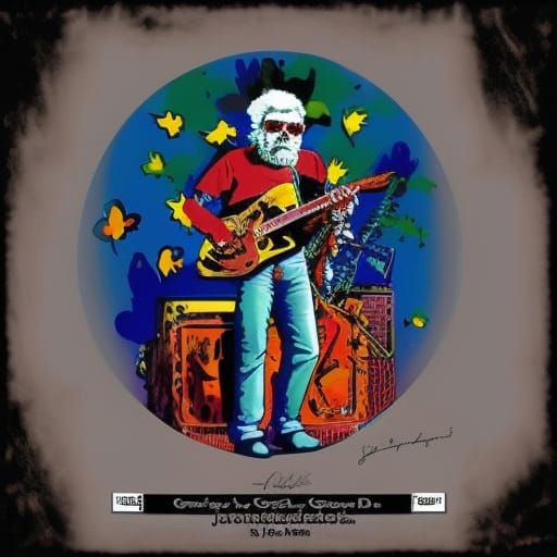 Legendary Musician Jerry Garcia in Psychedelic Hues