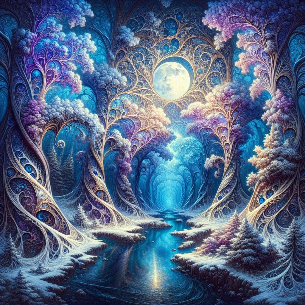 Winter Wonderland in Art Nouveau Style