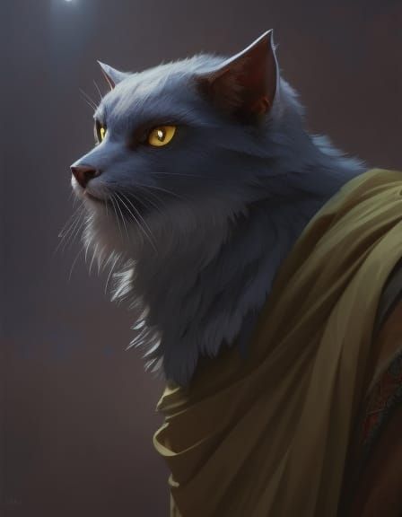 Catfolk Monk Character Portrait in RPG Style