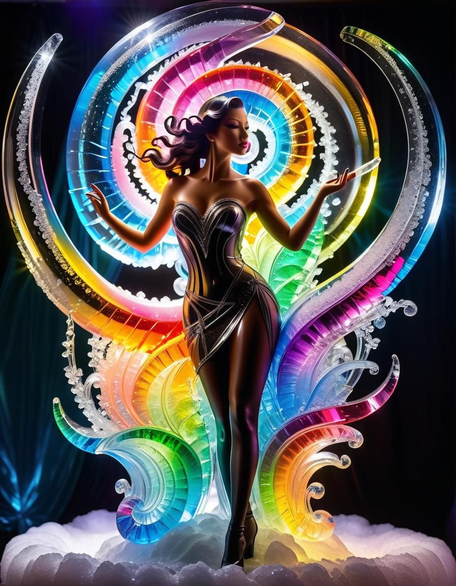 Intense Colorful Ice Sculpture Art