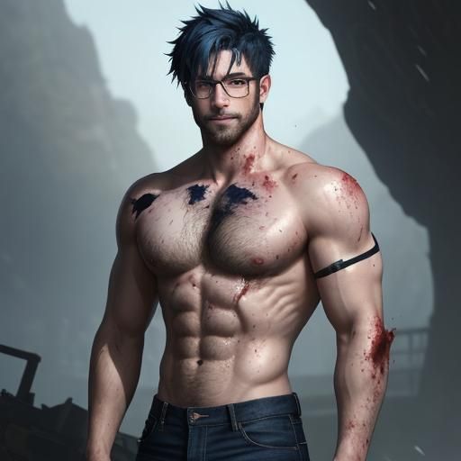 Wounded Android Hero Comforts Viewer, Anime Style