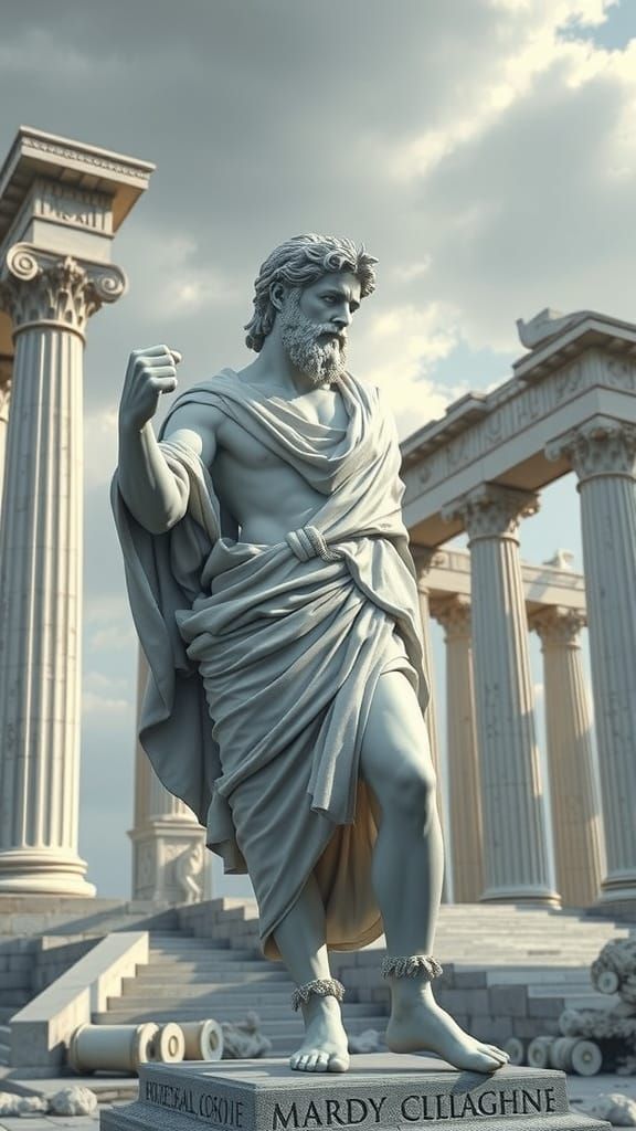 Ancient Roman Hero in White Marble Splendor