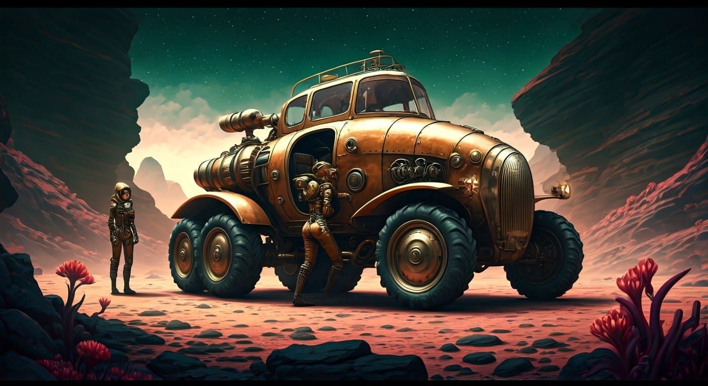 Steampunk Astronauts Prepare Exoplanetary Rover for Alien Ex...