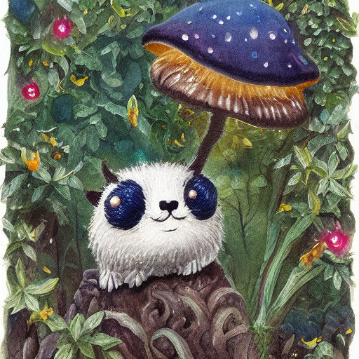 Whimsical Mushroom Dweller in Watercolor Fantasy