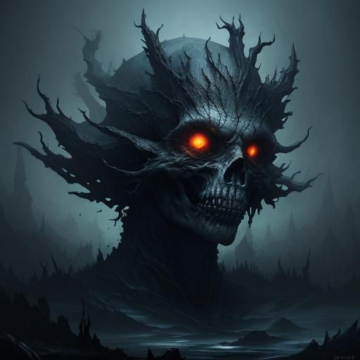 Eerie Ink Demon Portrait in Dark Fantasy Style