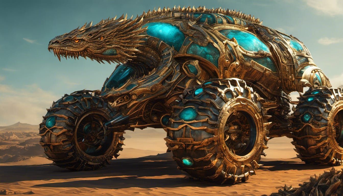 An off-road truck in dragon armour