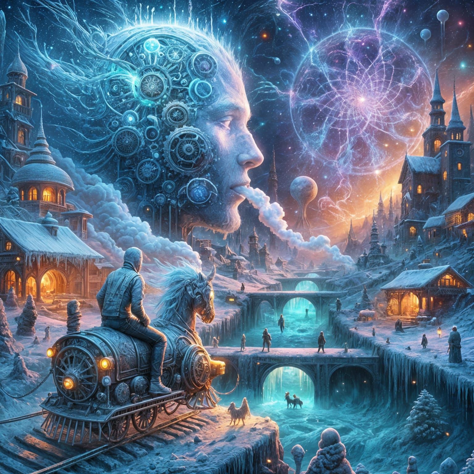 Figure Rides Frosty Steed into Cosmic Dawn