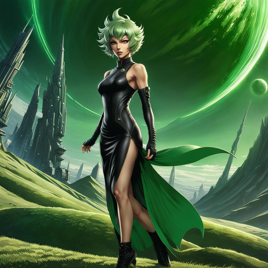 Tatsumaki Full Body Portrait on Alien Planet
