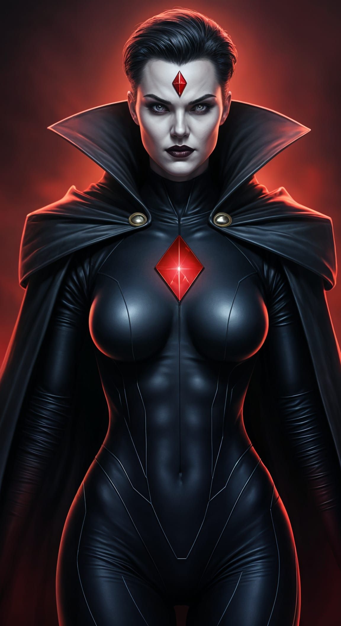 Sinister Femme Fatale in Comic Book Style