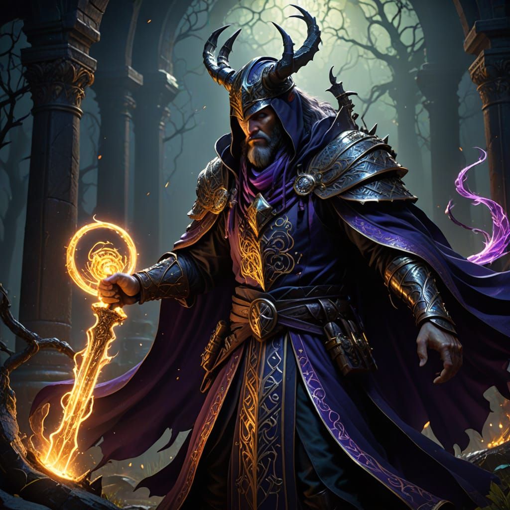 Mystical Wizard Battles Massive, Grotesque Centipede in a Da...