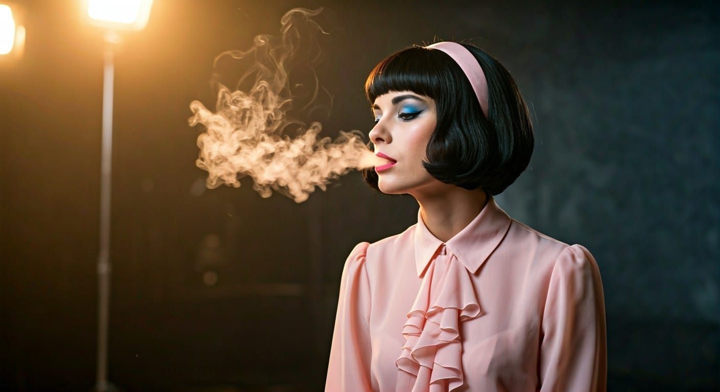 1960s Film Siren in Vintage Studio, Cinematic Portrait