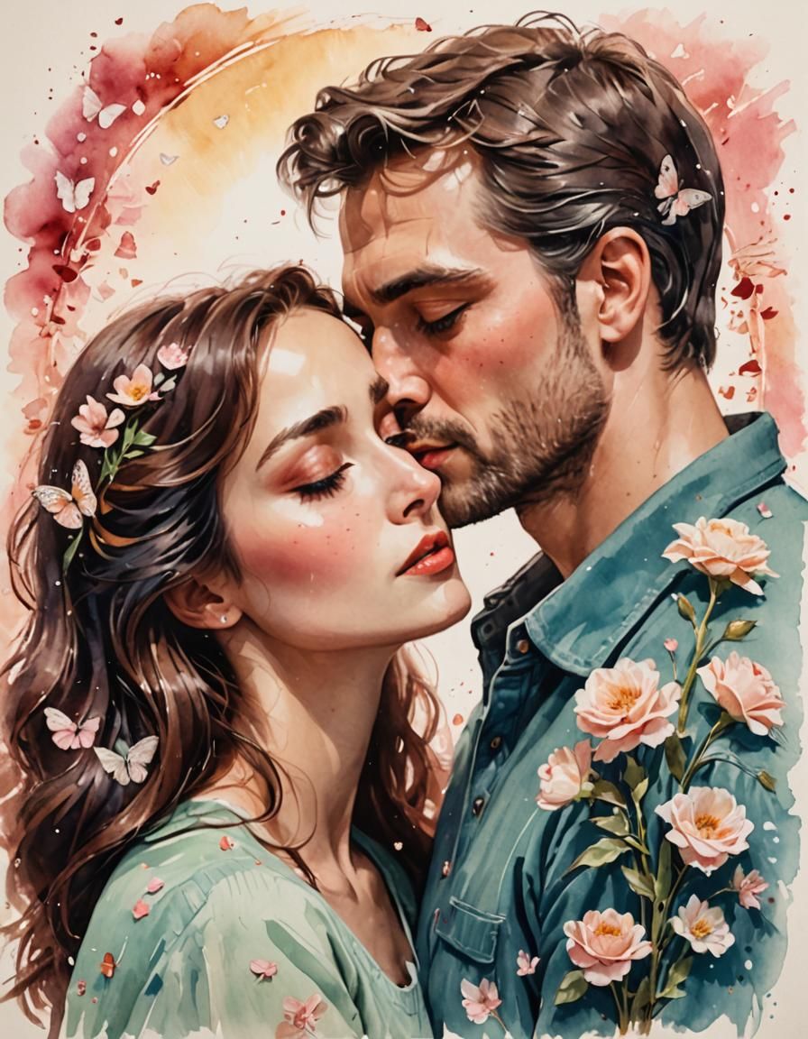 Romantic Embrace: A Kiss of Tenderness