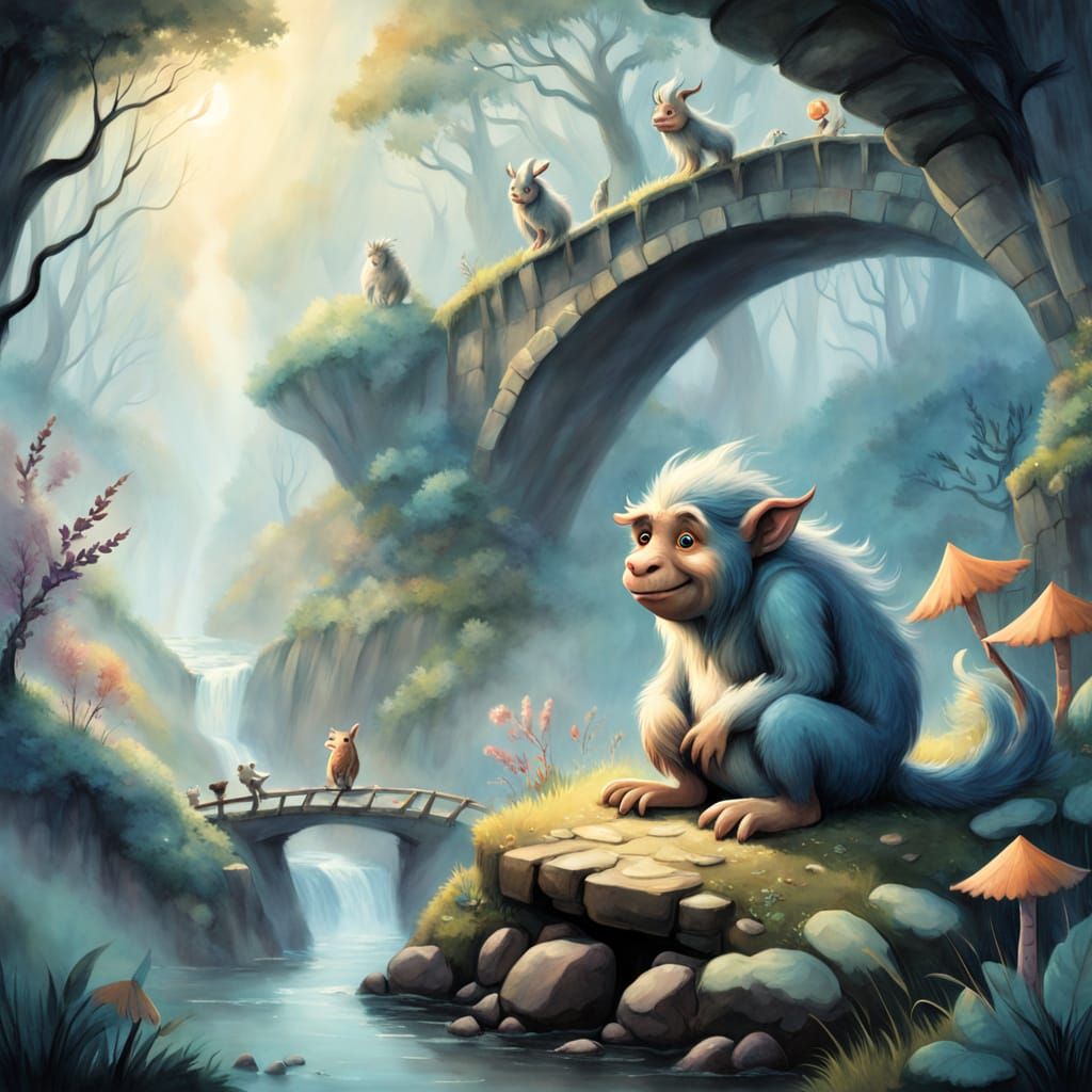 Whimsical Troll in Enchanted Forest